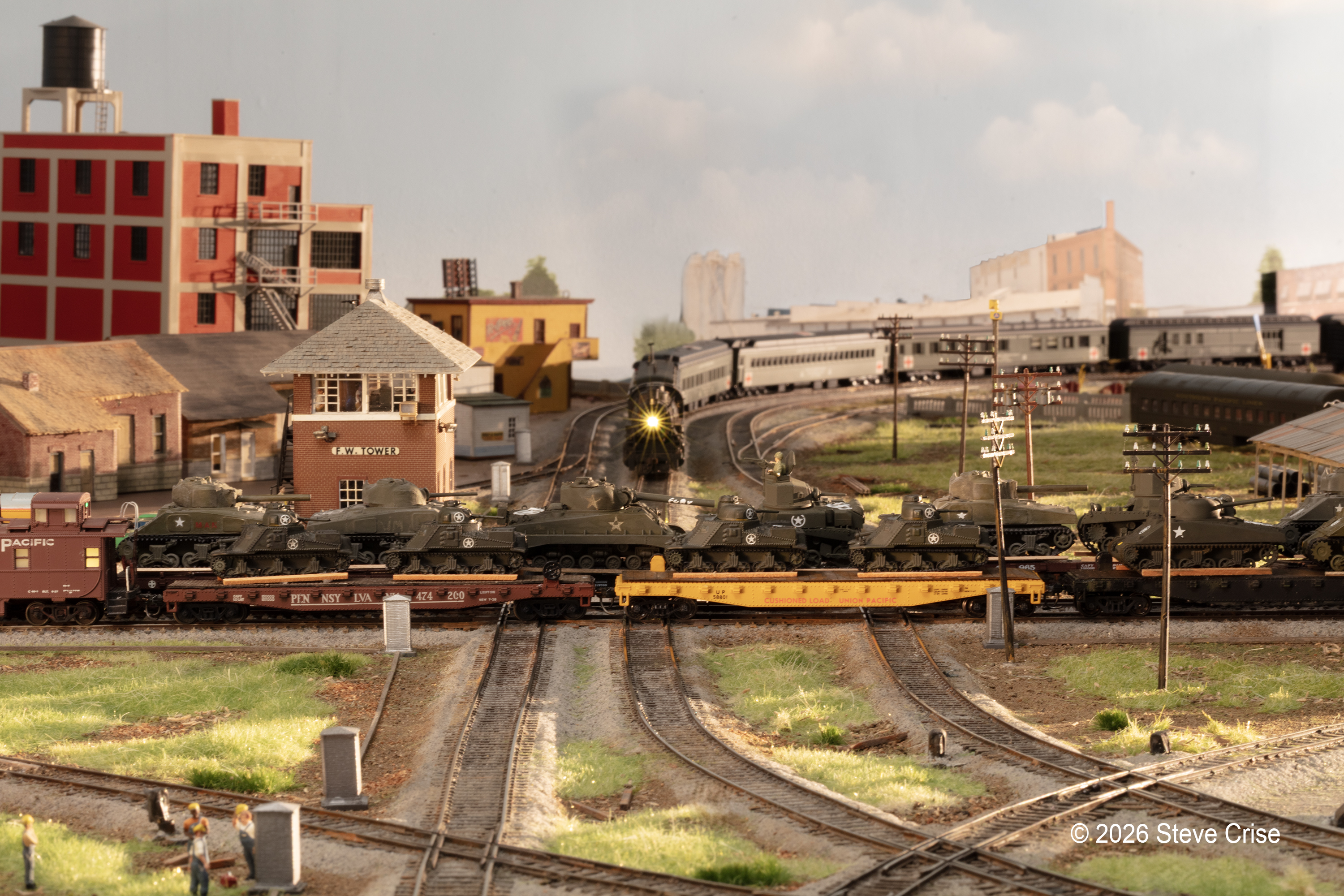 Military train running on the TWMRC layout